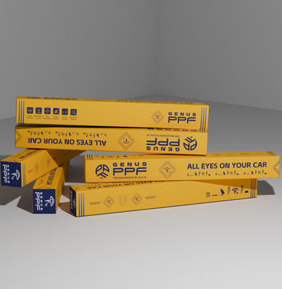 Genus PPF rolls packaged with all  eyes on your car slogan for PPF distributors
