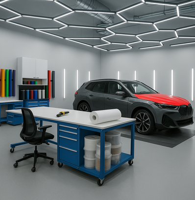 Professional car wrapping shop design and setup service GenusCars